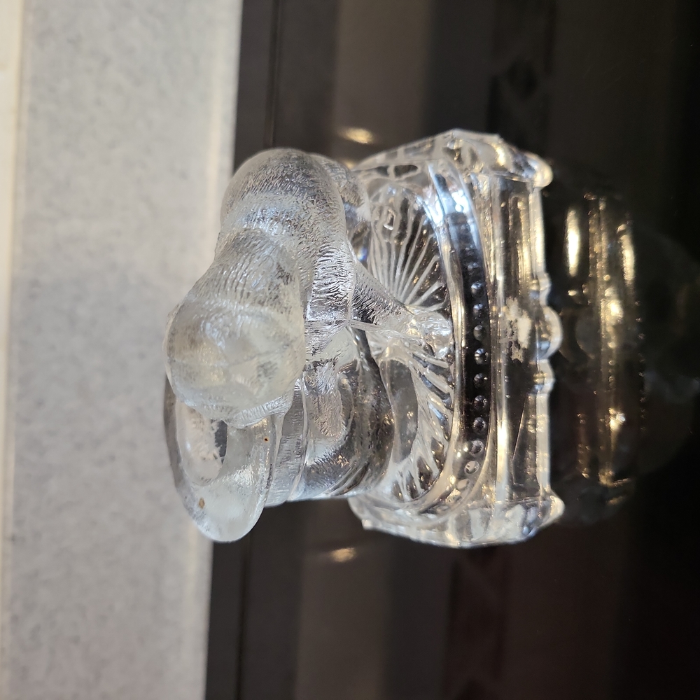Vintage Glass Belmont Dog Chewing on a Tophat Toothpick Holder / Inkwell - Picture 3 of 11